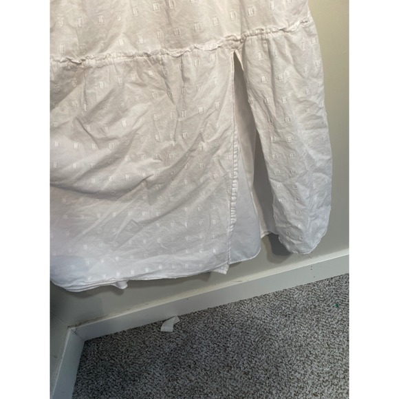 American Eagle White Eyelet Open Back Tiered Cotton Midi Dress Size Large Bridal - Picture 6 of 12